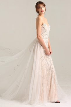 Alternative view of Pearls And Crystal Nude Mermaid Evening Dress