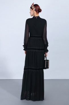 Alternative view of Runway Long Sleeve Black Modest Maxi Dress