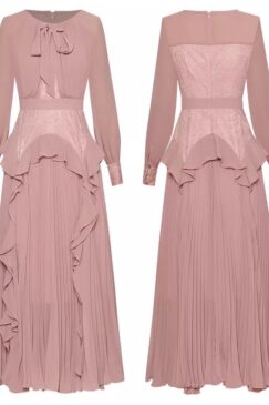 Alternative view of Runway Pink Bow Tie Ruffle Midi Dress