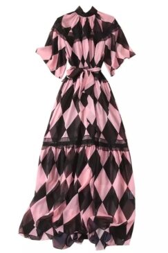 Alternative view of Runway Pink And Black High Neck Maxi Dress