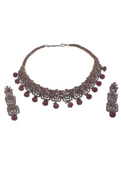 Pink ALINA American Diamond Necklace Set