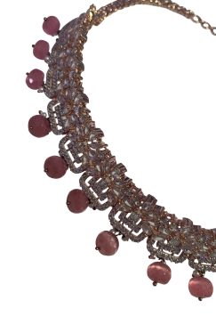 Alternative view of Pink ALINA American Diamond Necklace Set