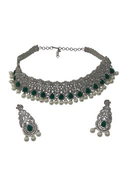 Green SERENA American Diamond Necklace Set