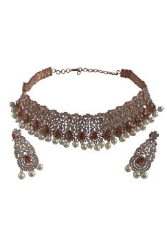 Orange SERENA American Diamond Necklace Set