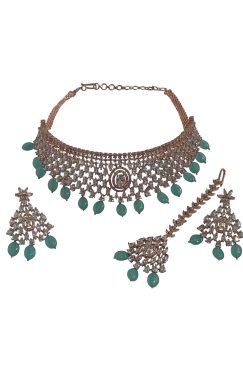 Mint Green SURI American Diamond Necklace Set