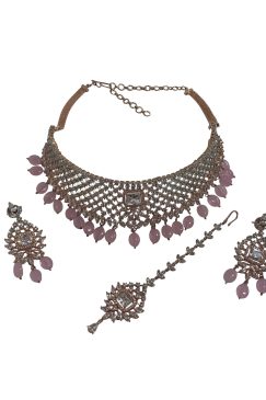 Baby Pink SURI American Diamond Necklace Set
