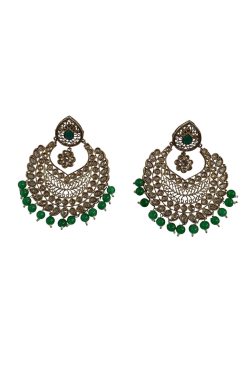 Green And Gold Large MEERA Chand Bali Earrings