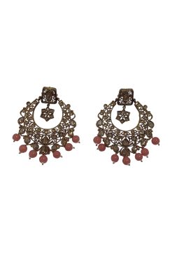 Pink And Gold Large ROHINI Chand Bali Earrings