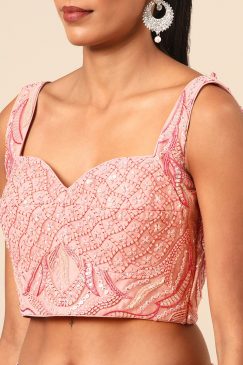 Alternative view of Pink Floral Embroidered Bridal Lehenga Choli