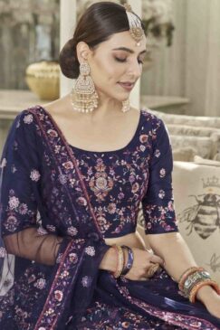 Alternative view of Navy Blue Silk Party Wear Lehenga Choli