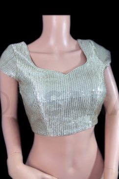 Designer Gold Sequin and Lace Back Blouse