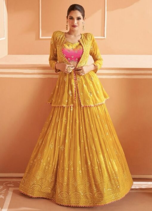 Yellow Jacket Style Lehenga Choli