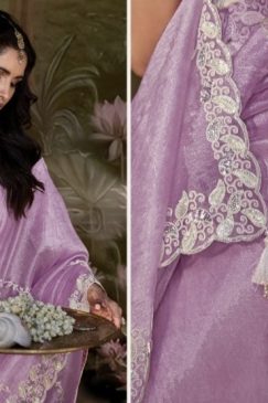 Alternative view of Lilac Embroidered Wedding Saree