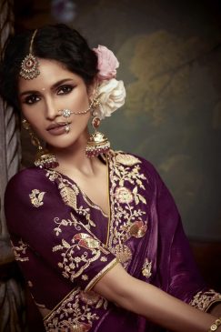 Alternative view of Purple Embroidered Wedding Saree