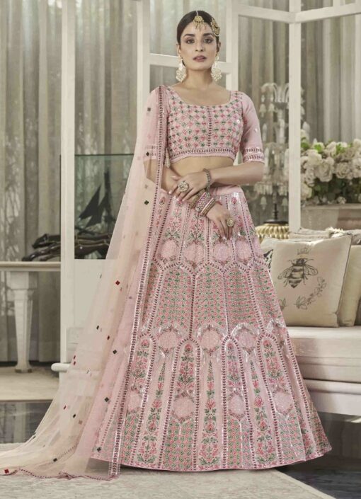 Pink Georgette Party Wear Lehenga Choli