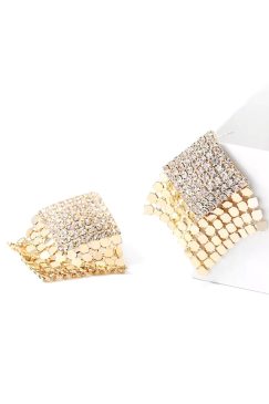 Alternative view of Shiny Gold Geometric Stud Earrings