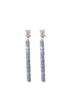 Long Dangle Paved Crystal Earrings