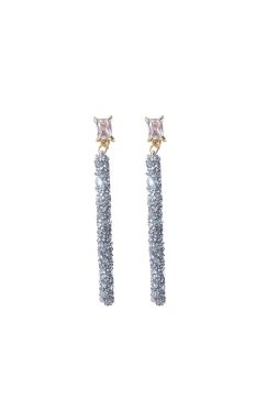 Alternative view of Long Dangle Paved Crystal Earrings