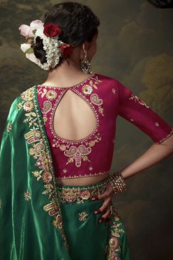 Alternative view of Green Embroidered Wedding Saree