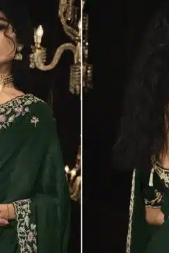 Alternative view of Green Fancy Embroidered Wedding Saree