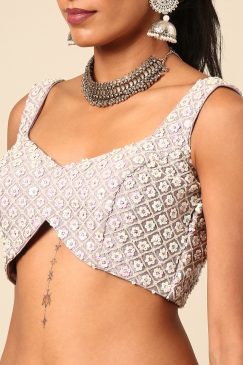 Alternative view of Mauve Floral Embroidered Net Bridal Lehenga Choli